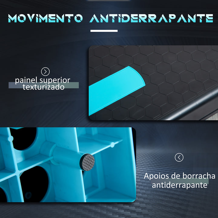 Plataforma Step Fitness Step de Aeróbico com Altura Ajustável de 10/15/20 cm Plataforma de Exercício em Casa Ginásio Oficina Carga 150kg 78x28x20 cm Azul e Preto