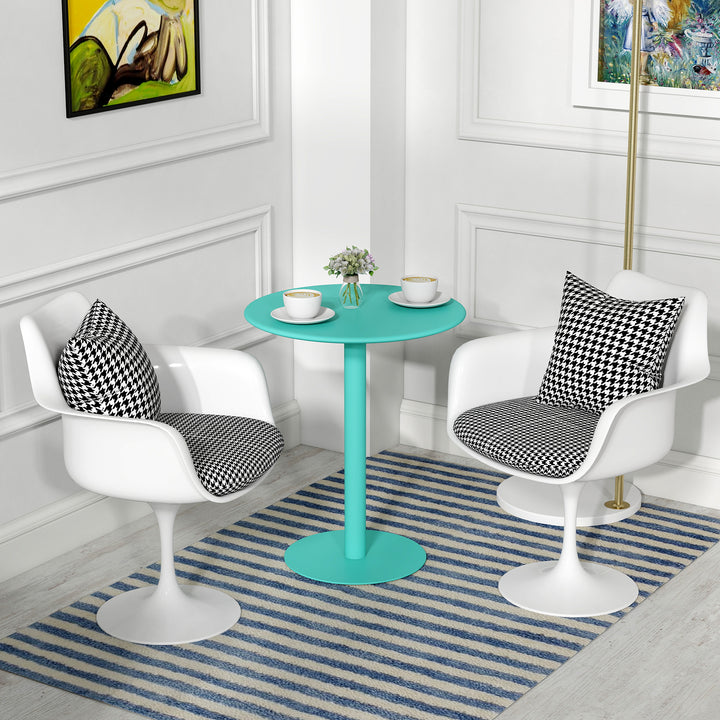 Mesa de Refeição Redonda para 2 Pessoas Mesa de Cozinha de Aço para Interior e Exterior Ø60x72 cm Verde