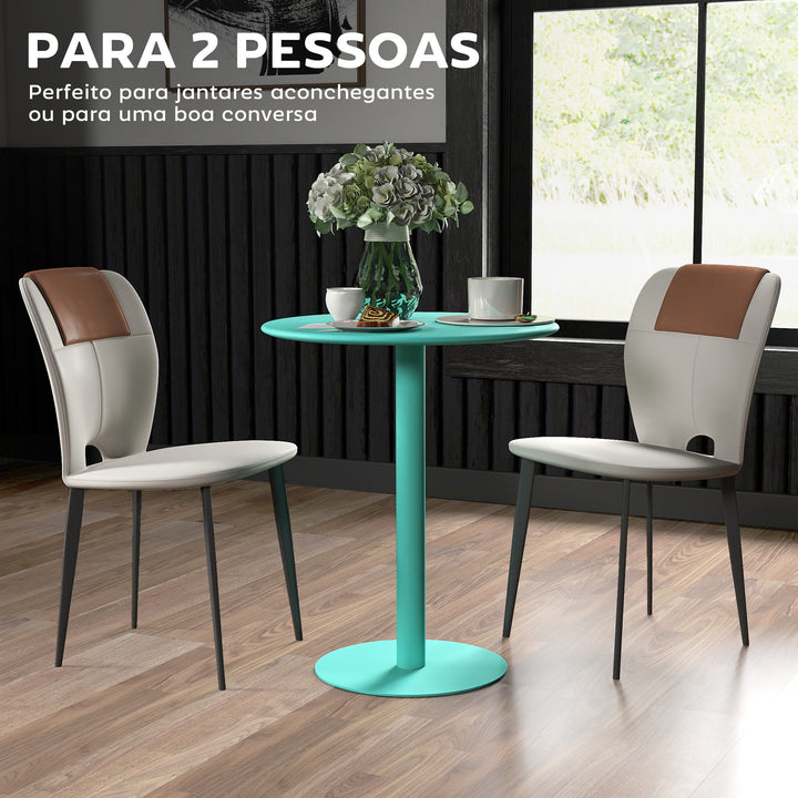 Mesa de Refeição Redonda para 2 Pessoas Mesa de Cozinha de Aço para Interior e Exterior Ø60x72 cm Verde