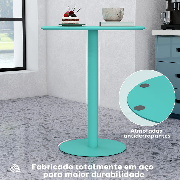 Mesa de Refeição Redonda para 2 Pessoas Mesa de Cozinha de Aço para Interior e Exterior Ø60x72 cm Verde