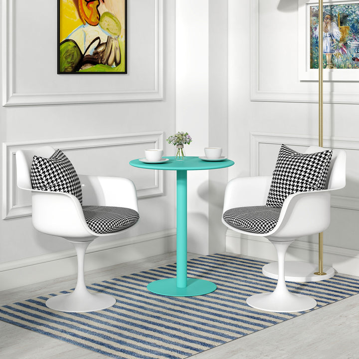 Mesa de Refeição Redonda para 2 Pessoas Mesa de Cozinha de Aço para Interior e Exterior Ø60x72 cm Verde