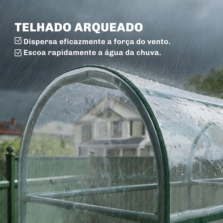 Estufa Pequena de 3 Níveis Estufa Exterior com 2 Portas Enroláveis Estrutura de Aço e Cobertura de Plástico Anti-UV para Cultivar Plantas Flores 143x46x164 cm Transparente