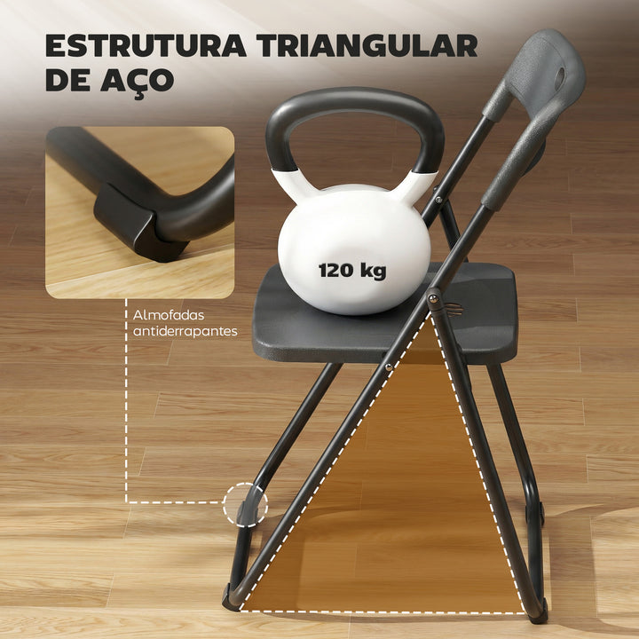 Conjunto de 6 Cadeiras Dobráveis de Plástico e Aço Cadeiras Dobráveis com Encosto Curvo Assento Côncavo com Ventilação Para Espaços Pequenos Sala de Estar Sala de Jantar Cozinha 48,5x47x75 cm Preto