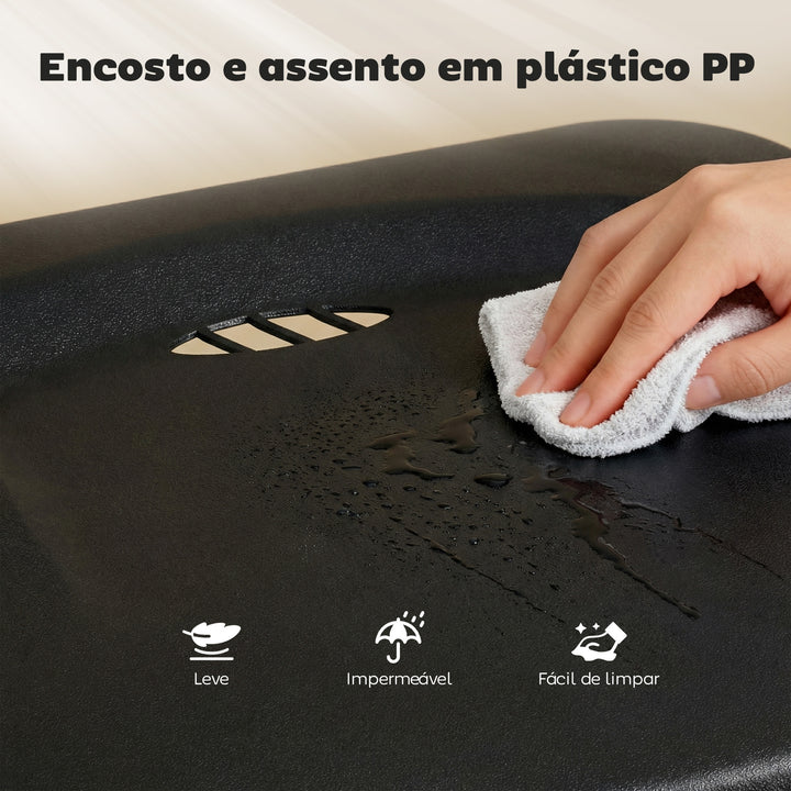 Conjunto de 6 Cadeiras Dobráveis de Plástico e Aço Cadeiras Dobráveis com Encosto Curvo Assento Côncavo com Ventilação Para Espaços Pequenos Sala de Estar Sala de Jantar Cozinha 48,5x47x75 cm Preto
