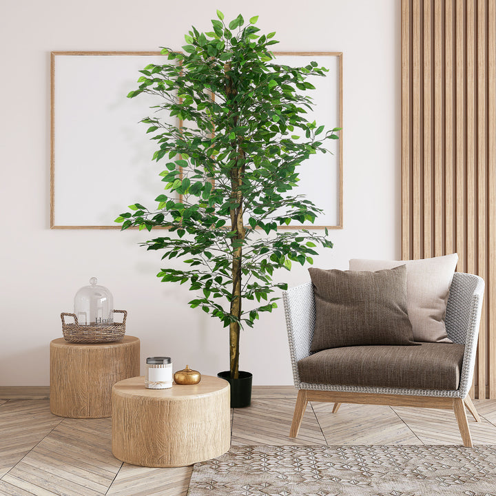 Planta Figueira Artificial com Tronco Realista 180 cm Planta Artificial com Vaso e 1260 Folhas Decoração para Casa Sala de Estar Escritório Verde