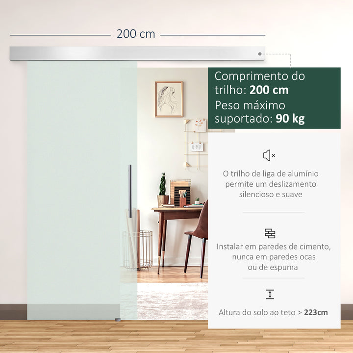 Porta de Correr traslúcido de Vidro Sem Obra - Vidro com 8 mm de Espessura - 205 x 77,5 cm