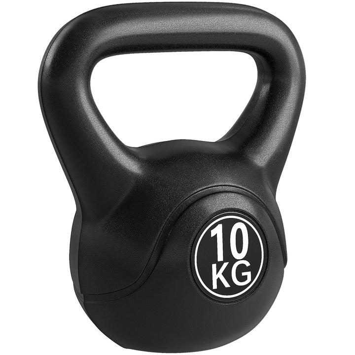 Peso Russo de 10 kg Kettlebell Preenchido de Areia com Punho Largo e Antiderrapante para Trenos em Casa e Ginásio 25x19x28 cm Preto