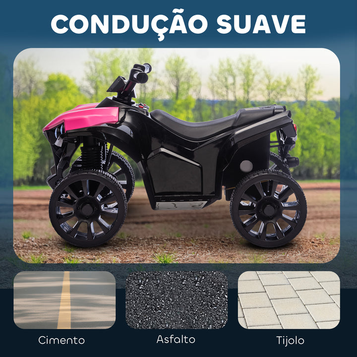 Quadriciclo Elétrico para Crianças 6 V Quadriciclo para Crianças de 3-8 Anos com Velocidade até 3?km/h Faróis e Música 70x42x45 cm Rosa