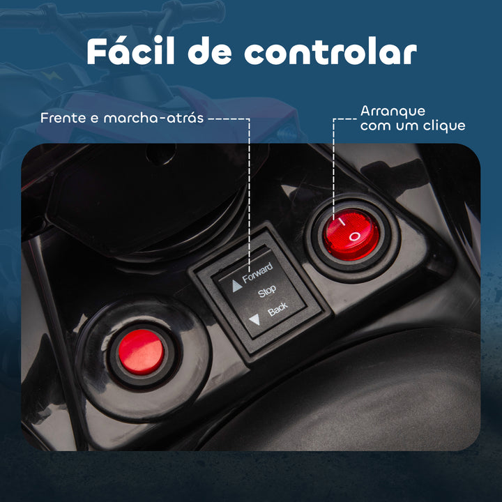 Quadriciclo Elétrico para Crianças 6 V Quadriciclo para Crianças de 3-8 Anos com Velocidade até 3?km/h Faróis e Música 70x42x45 cm Rosa