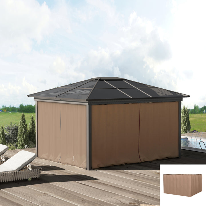 4 Paredes Laterais para Tenda 302x205 cm Laterais para Tenda Universal com Ganchos e Argola em C para Tenda de Jardim Terraço Marrom