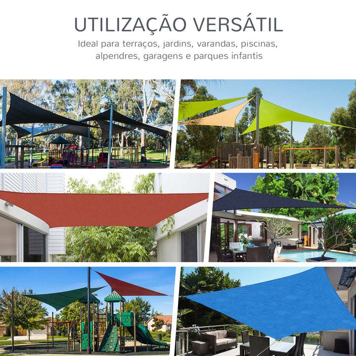 Vela de Sombra Retangular 4x6 m Toldo Vela de HDPE com Anéis de Aço Inoxidável e Cordas para Jardim Pátio Cinza