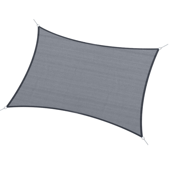 Vela de Sombra Retangular 4x6 m Toldo Vela de HDPE com Anéis de Aço Inoxidável e Cordas para Jardim Pátio Cinza
