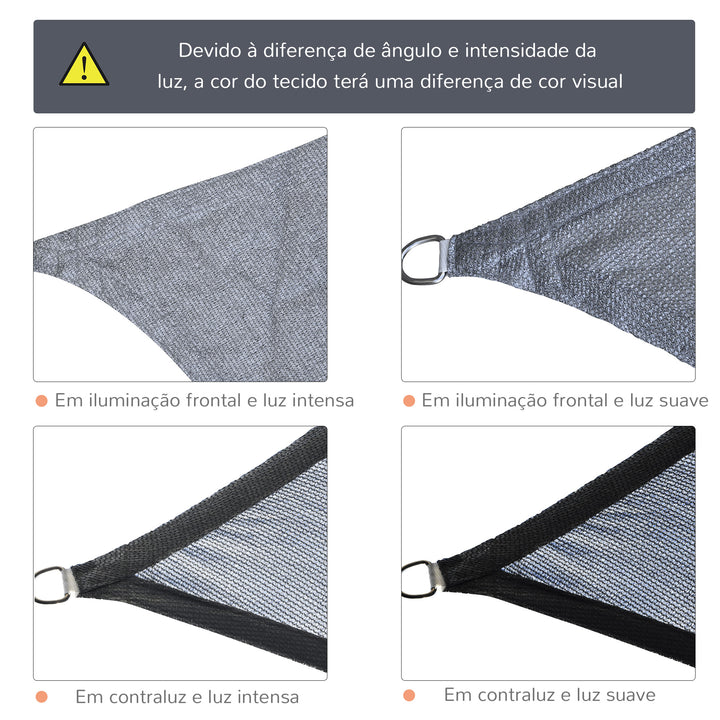 Vela de Sombra Retangular 4x6 m Toldo Vela de HDPE com Anéis de Aço Inoxidável e Cordas para Jardim Pátio Cinza