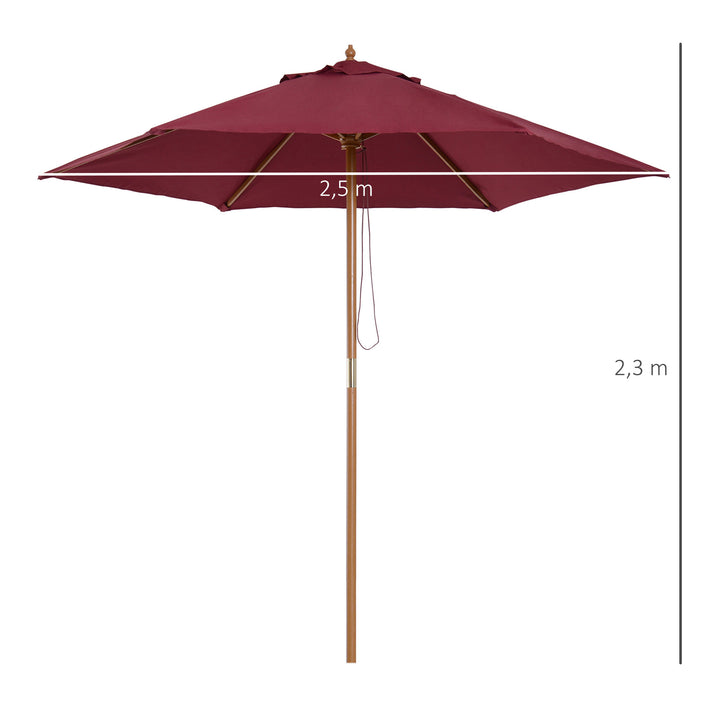 Parasol Pátio Terraço Jardim Diâmetro 2,5m Altura 2,3 m Cor Vinho