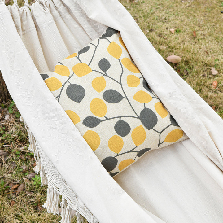 Cama de Rede Suspensa 288x150 cm Cama de Rede para Jardim de Algodão com Bolsa de Transporte Capacidade 180 kg para Pátio Terraço Campismo Creme