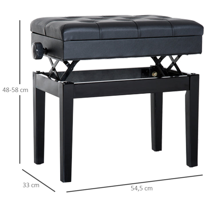 Banco para piano de tamborete com altura ajustável 54.5x33x48-58 cm