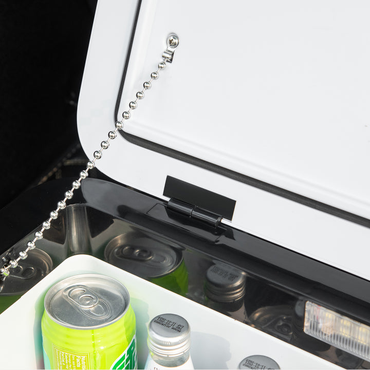 Frigorífico e Congelador de Compressor 25L Portátil até -20? com Luz LED e Alças Dobráveis Frigorífico de Carro 12V/24V e 240V para Casa Campismo Viagem 58,5x33,5x35,2cm Branco