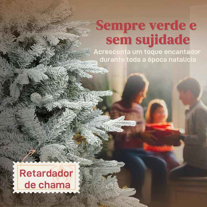 Árvore de Natal Artificial 210 cm Árvore de Natal Nevada Abeto Artificial com 1154 Ramos Base Dobrável e Fácil de Montar Decoração para Casa Escritório Festas Verde