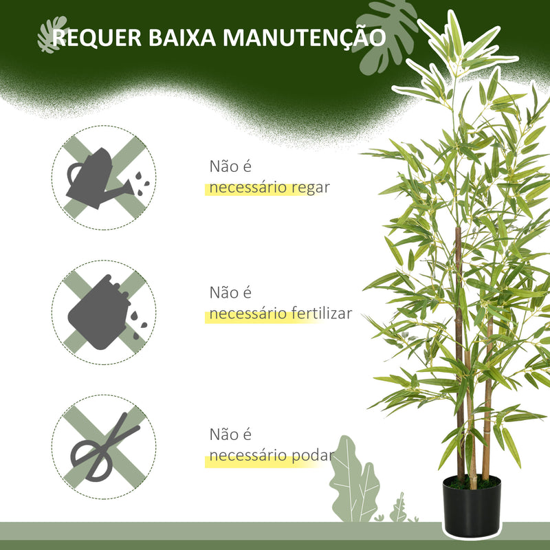 2 Plantas Artificiais com Vaso Plantas Sintéticas de Bambu com 498 Folhas para Decoração em Sala de Estar Escritório Casa Ø15x120 cm Verde