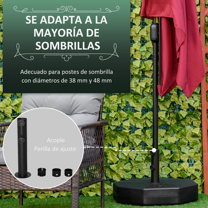 Base para Chapéu de Sol Portátil Base para Chapéu de Sol Recarregável para Mastros de F3,8cm e F4,8cm Preto