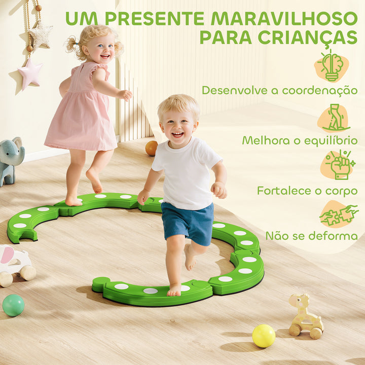 Trave de Equilíbrio para Crianças acima dos 3 Anos com 6 Pedras de Equilíbrio Pontos Táteis Barra de Equilíbrio para Crianças para Treino de Equilíbrio em Interiores e Exteriores Verde