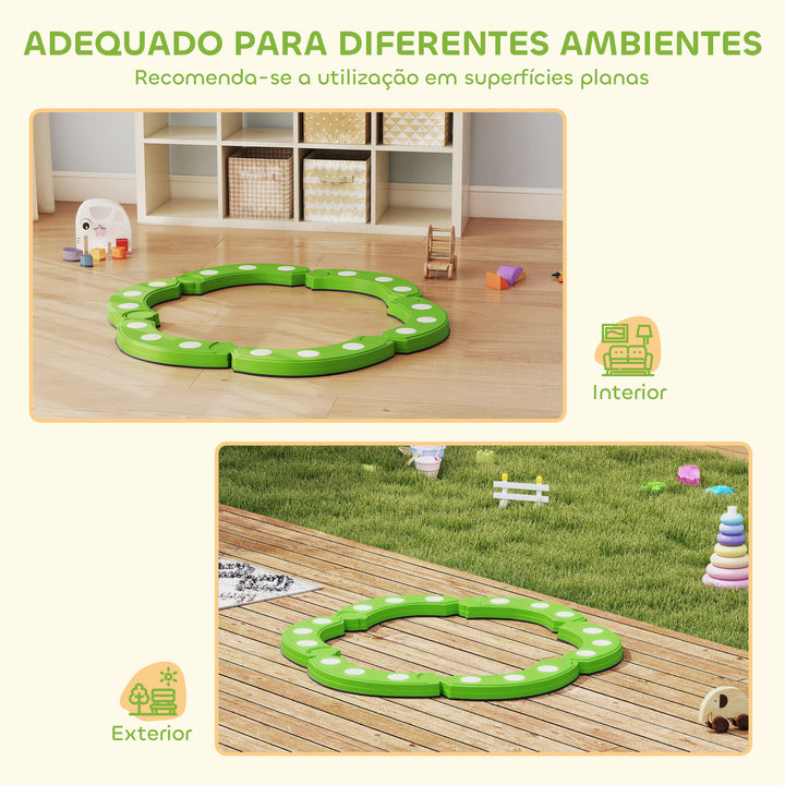 Trave de Equilíbrio para Crianças acima dos 3 Anos com 6 Pedras de Equilíbrio Pontos Táteis Barra de Equilíbrio para Crianças para Treino de Equilíbrio em Interiores e Exteriores Verde