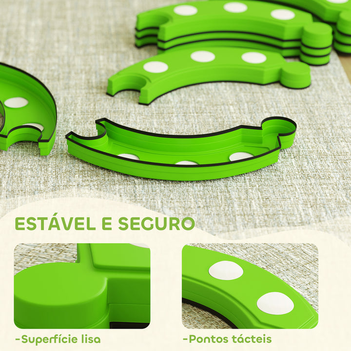 Trave de Equilíbrio para Crianças acima dos 3 Anos com 6 Pedras de Equilíbrio Pontos Táteis Barra de Equilíbrio para Crianças para Treino de Equilíbrio em Interiores e Exteriores Verde