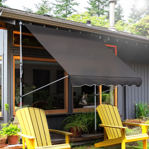 Toldo portátil 200x150x170-280cm Alpendres ou Varandas com Manivela Ajustável Cinza