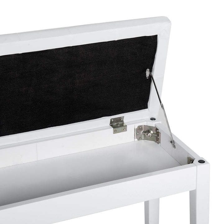 Banco de Piano Banco para Piano com Espaço de Armazenamento Assento de Couro Sintético Acolchoado Carga Máxima 200 kg 76x36x50 cm Branco