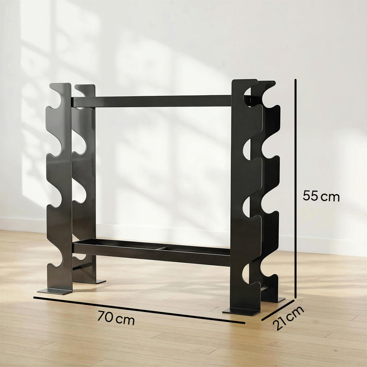 Suporte para Halteres de 4 Níveis Estante de Armazenamento de Pesos em Aço Resistente para Halteres Kettlebells para Treino em Ginásio Casa Carga 200 kg 70x21x55 cm Preto