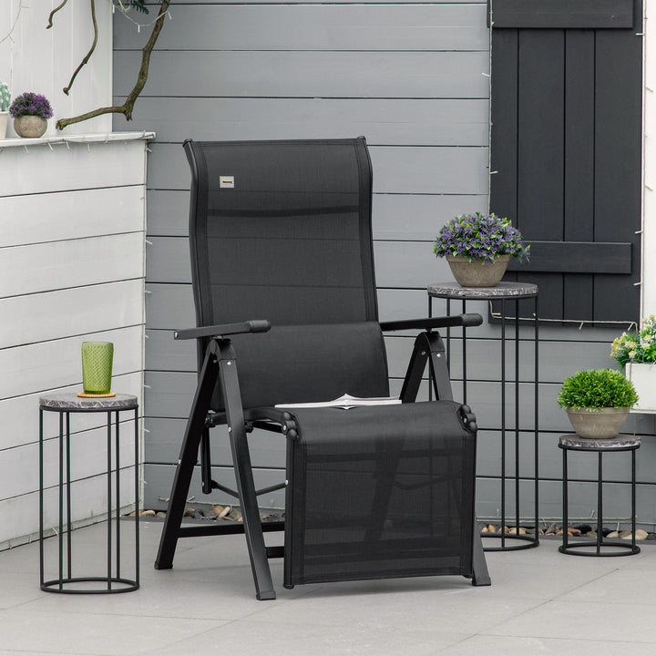 Espreguiçadeira Dobrável de Jardim Espreguiçadeira Gravidade Zero com Encosto Ajustável em 9 Posições com Almofada, para Terraço Piscina Praia Suporta 150 kg 70x65x111 cm Preto