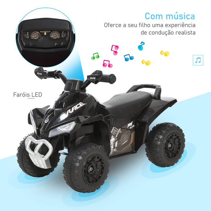 Quadriciclo para Crianças acima de 18 Meses Carro Andador Infantil com Função de Luzes e Música Desenho Inovador Carga 20kg 67,5x38x44 cm Preto