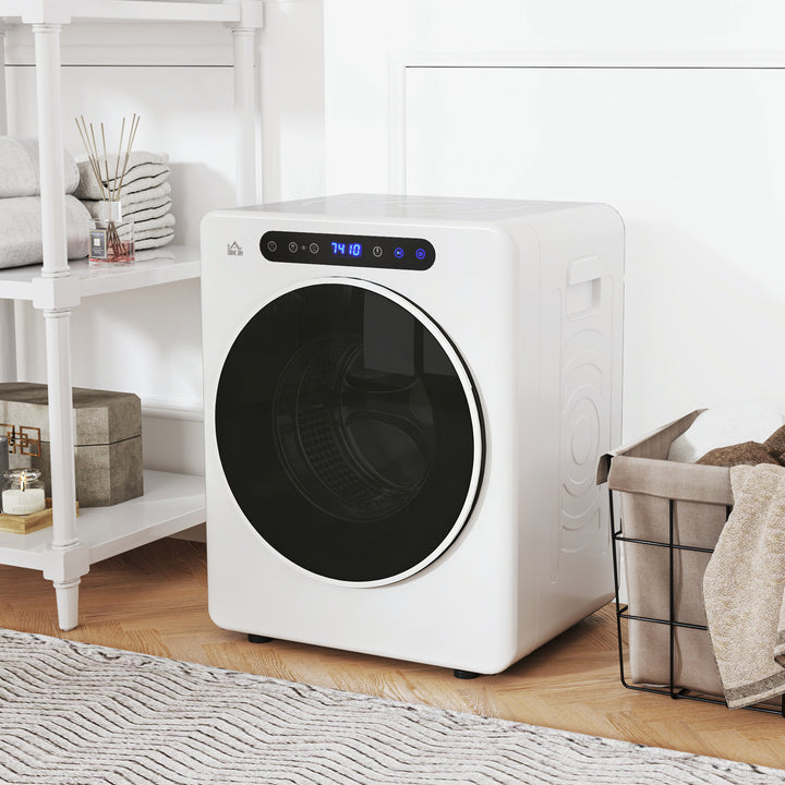 Máquina de Secar por Evacuação 3 KG Secadora de Roupa 1000W Função Antirrugas Função Esterilizar Temporizador Ecrã LED Tátil Tambor Aço Inoxidável 49x43x61 cm Branco