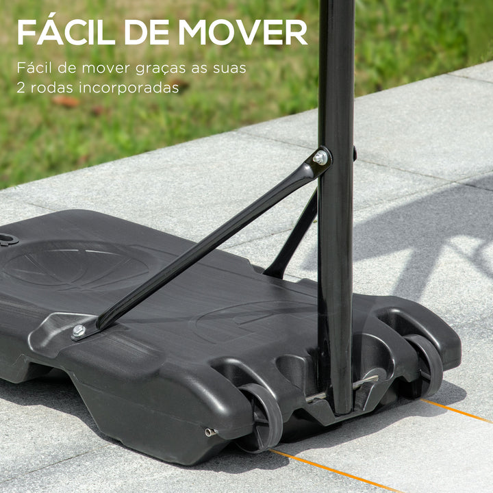 Cesta de Basquetebol para Exterior com Altura Ajustável 160-210cm Cesta de Basquetebol com Rodas Tabela de PE e Base Recarregável 76x70x197,5-254cm Preto e Azul