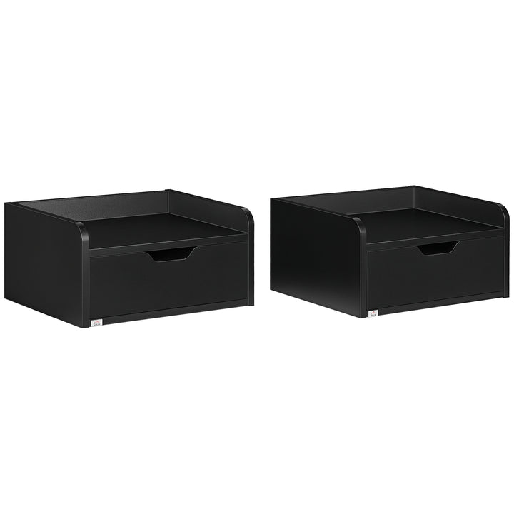 Conjunto de 2 Mesas de Cabeceira de Parede Mesas de Cabeceira Flutuantes com 1 Gaveta para Dormitório Desenho Elegante 40x30x19,5 cm Preto