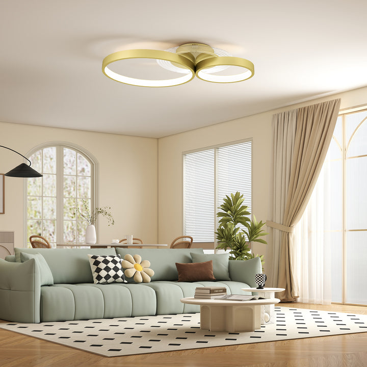 Candeeiro de Teto LED 40W Candeeiro Moderno com Iluminação LED 3000K/4000K/6500K para Quarto Sala Cozinha Sala de Jantar 59x38x7,4 cm Dourado