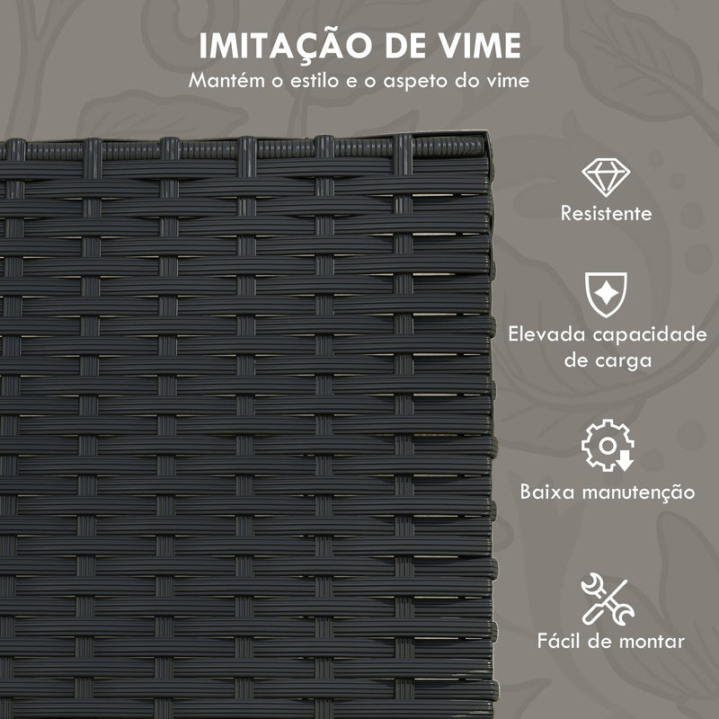 Conjunto de Móveis de Jardim de Vime Sintético Conjunto de Móveis de Exterior de 5 Peças com 2 Poltronas Individuais 1 Sofá Duplo e 2 Mesas de Centro para Pátio Varanda Preto