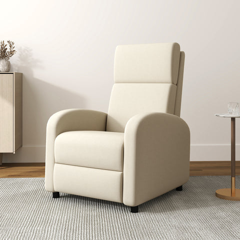 Poltrona Relax Reclinável até 160° Poltrona Reclinável Manual com Apoio para os Pés Carga Máxima 120 kg para Sala de Estar Dormitório 64x86x102 cm Bege