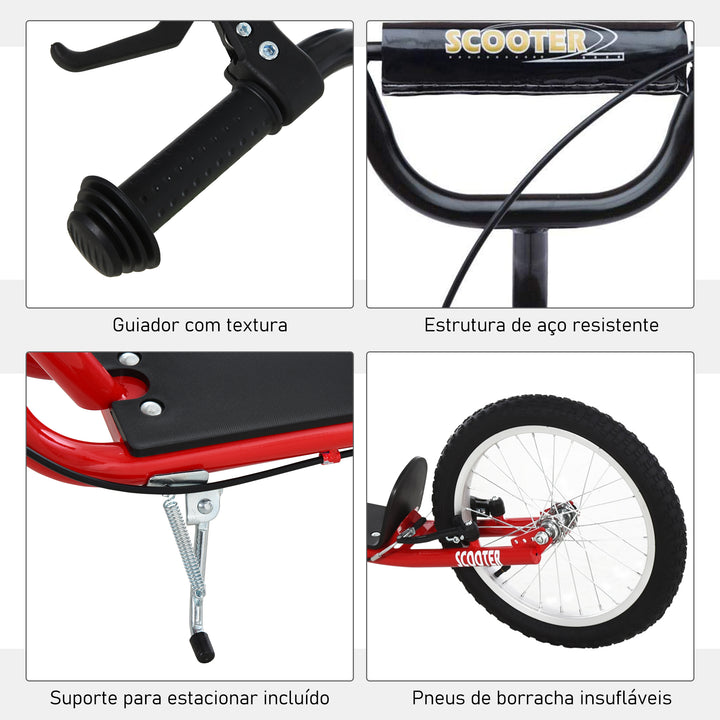 trotinete para crianças acima de 5 anos de altura ajustável com pneus Freio Vermelho