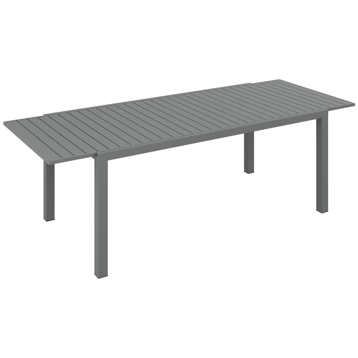 Mesa de Jardim Extensível Mesa de Jantar Exterior Mesa de Terraço Retangular para 6-8 Pessoas com Estrutura de Alumínio Capacidade 50 kg para Varanda 180/240x94x73 cm Cinza Escuro