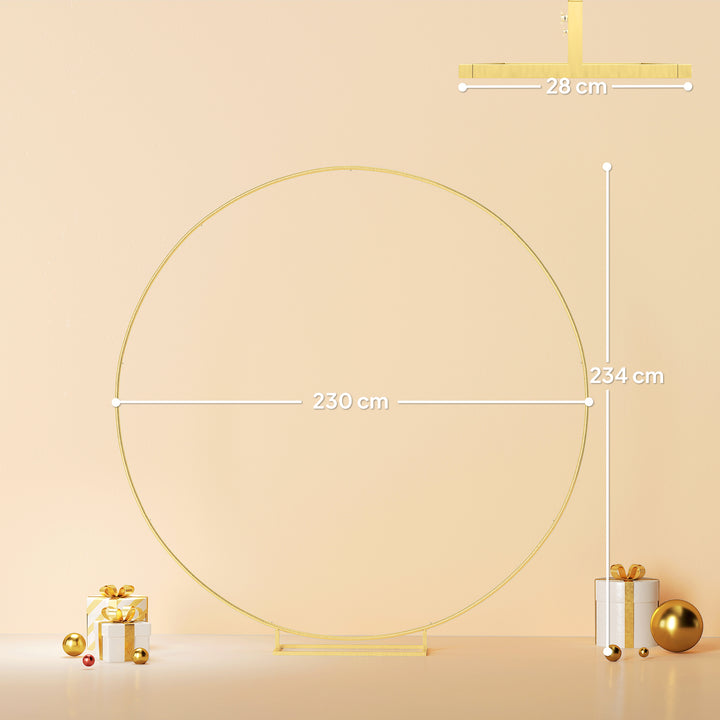 Arco de Jardim de Metal Redondo Arco de Decoração com Revestimento em Pó Resistente às Intempéries para Plantas Trepadoras para Decoração de Pátio 230x28x234 cm Dourado