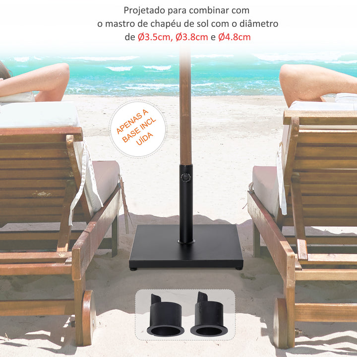 Base para guarda-sol de terraço com roda para ajustar o aço 45x45x39cm preto