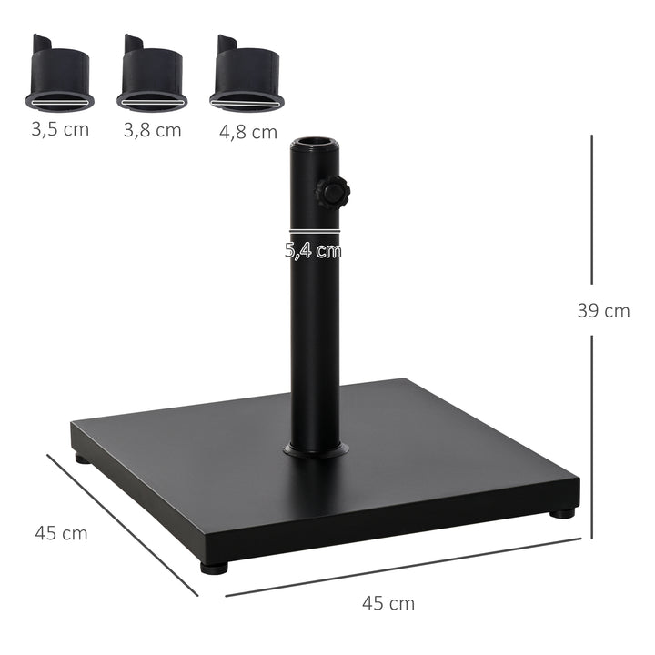 Base para guarda-sol de terraço com roda para ajustar o aço 45x45x39cm preto