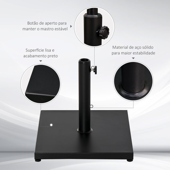 Base para guarda-sol de terraço com roda para ajustar o aço 45x45x39cm preto