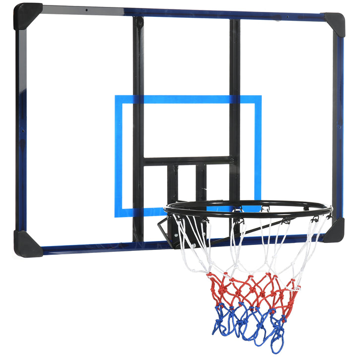 Tabela de Basquetebol de Parede Cesta de Basquetebol para Exterior 113x61x73 cm Azul e Preto