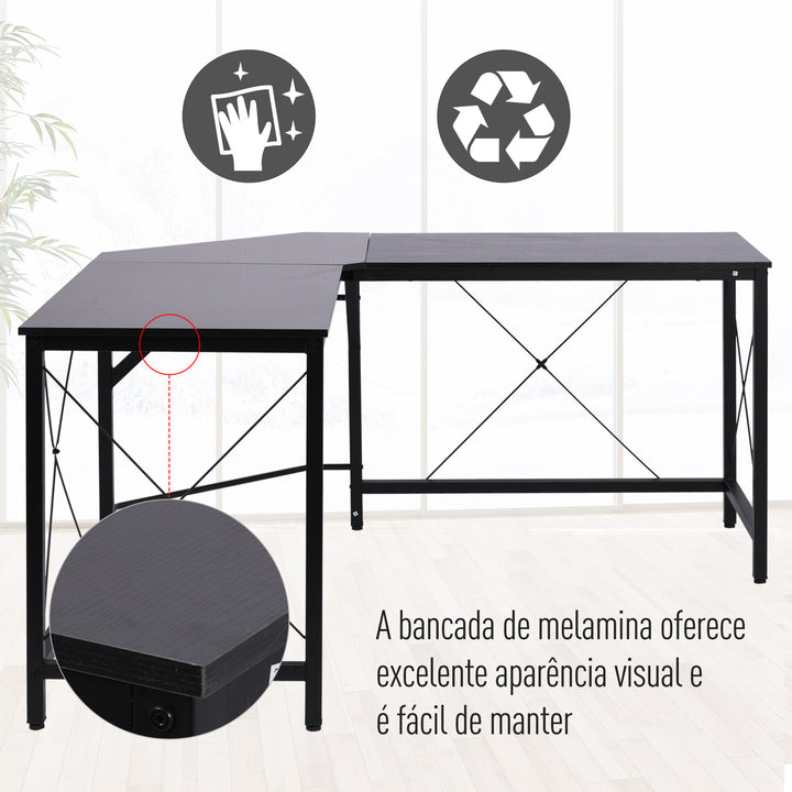 Mesa de computador PC Mesa de escritório formulário de tabela de canto L Armação de Aço 150x150x76cm