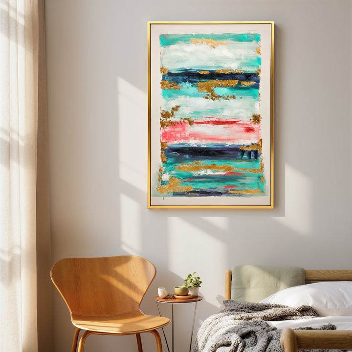 Quadro em Tela Abstrato Pintado à Mão 120x80 cm Quadro para Decoração de Salão Moderno com Moldura de Madeira Maciça Decoração de Parede para Quarto Salão, Cozinha Multicolor