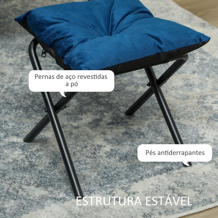 Poltrona Sala de Estar com Apoio para os Pés Poltrona Relax para Leitura com Bolsos Laterais e Pés de Aço para Sala de Estar Dormitório 80x78x100 cm Azul Escuro