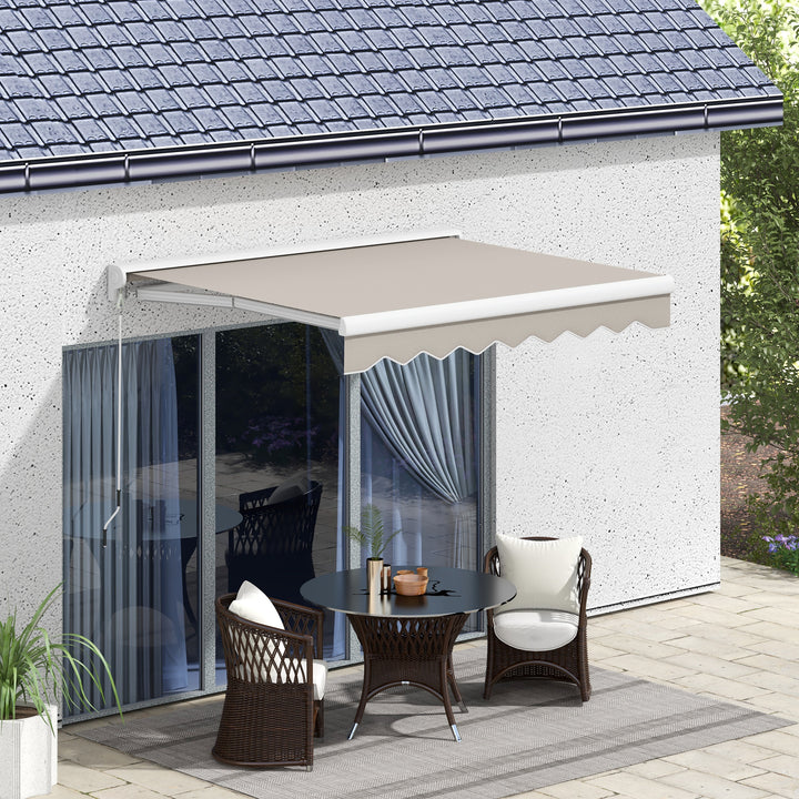 Toldo Retrátil Elétrico ou Manual 250x200 cm Toldo Portátil para Varanda com Controlo Remoto Manivela Manual e Estrutura de Alumínio para Janela Porta Terraço Pátio Creme
