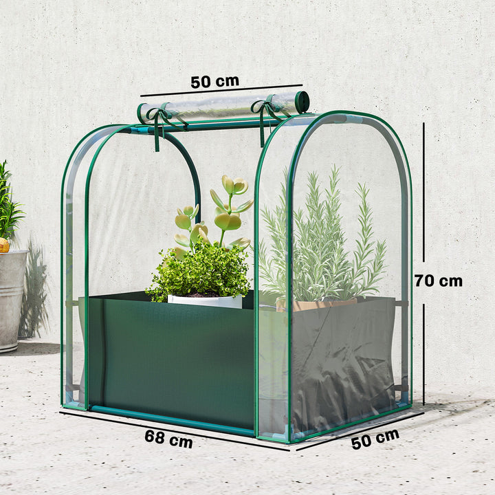 Mini Estufa com Bolsa de Plantação, 68x50x70 cm Estufa Pequena Portátil para Interior e Exterior com Porta Enrolável Estrutura em Aço Impermeável para Jardim, Varanda ou Pátio Verde